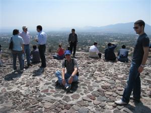 After climbing to the top of the Pyramid of the Sun sitting down to 